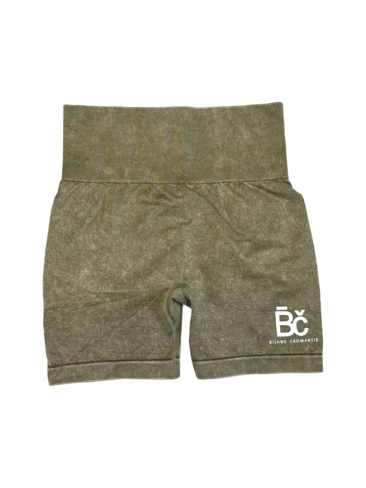 Sporty Bish High-Rise shorts in Greenmount Olive