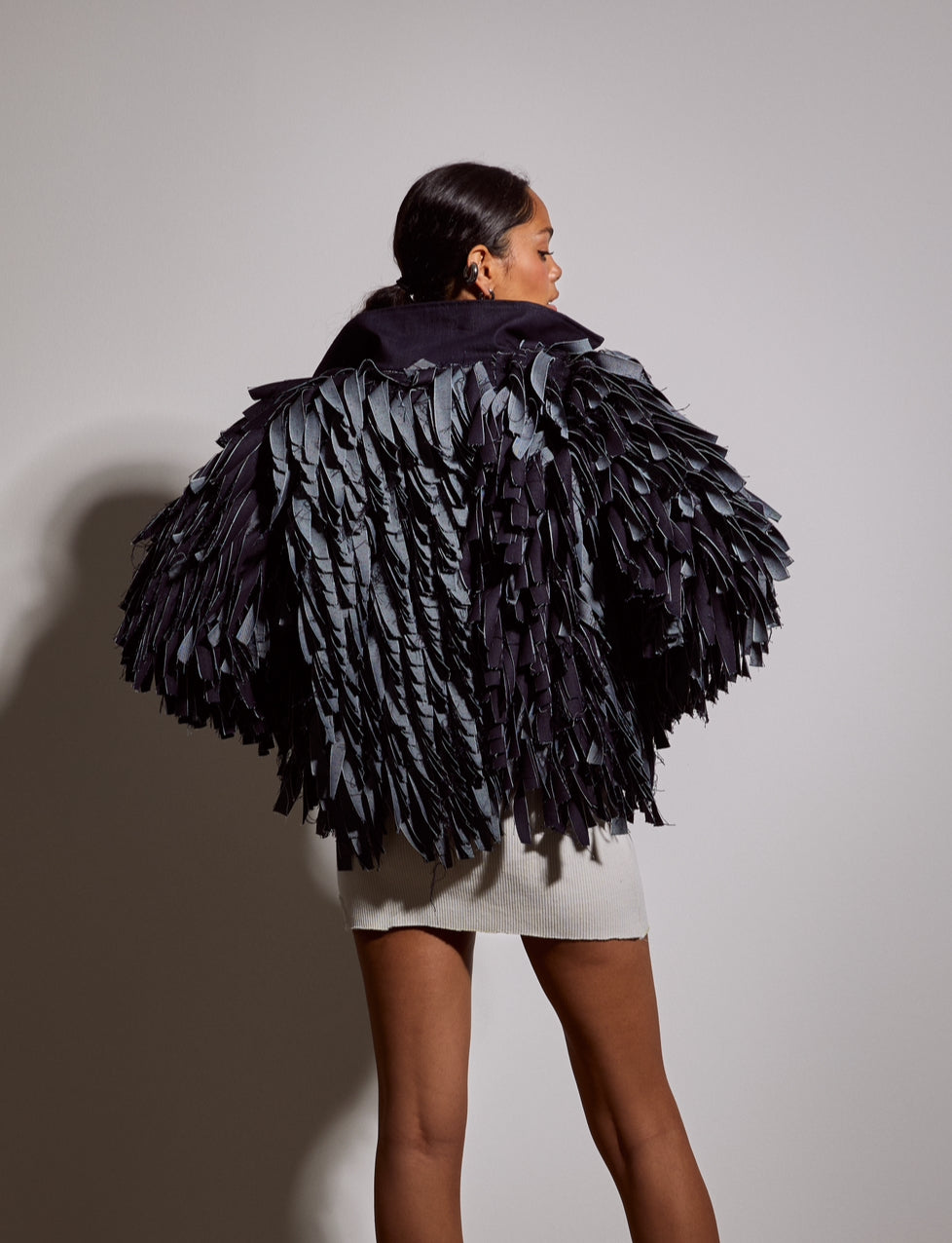 Denim Fur Cropped Jacket
